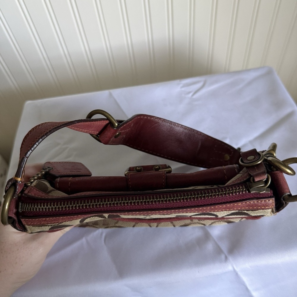 VTG Coach Special Edition 2004 Fall Shoulder Bag Purse Brown and Burgandy Y2K - Picture 7 of 16